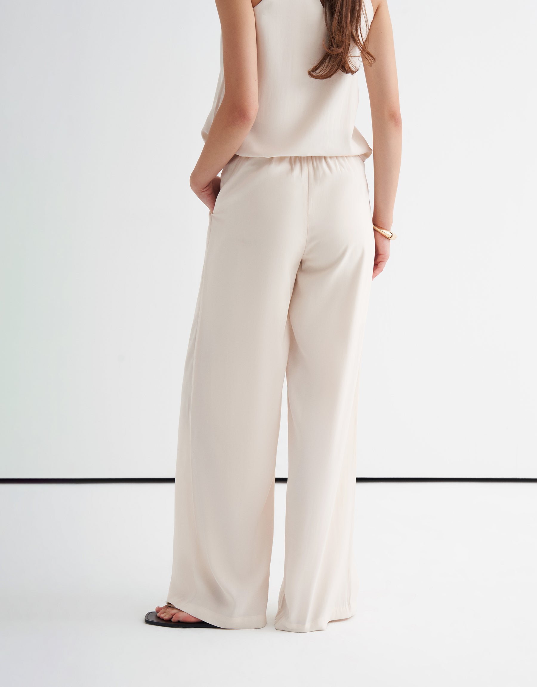 Akışkan Wide Leg Pantolon Krem